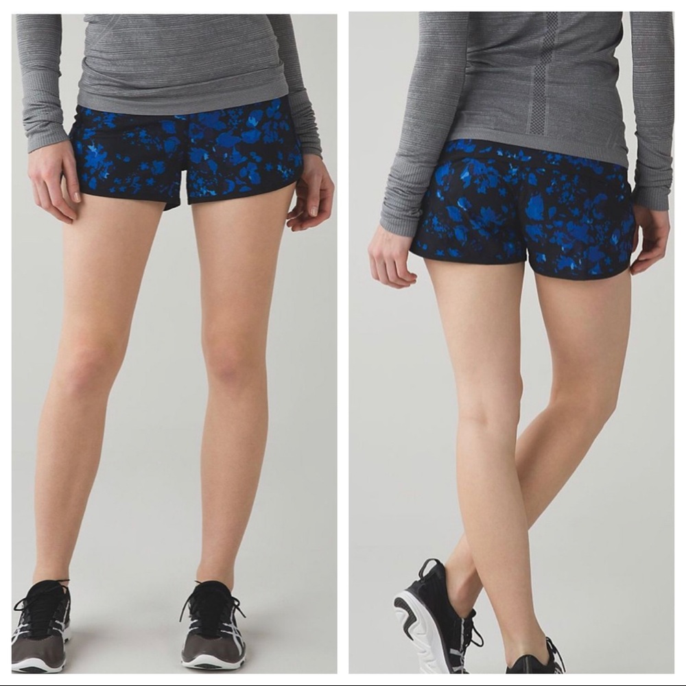 Lululemon dandy digie porcelain blue black floral abstract speed short
